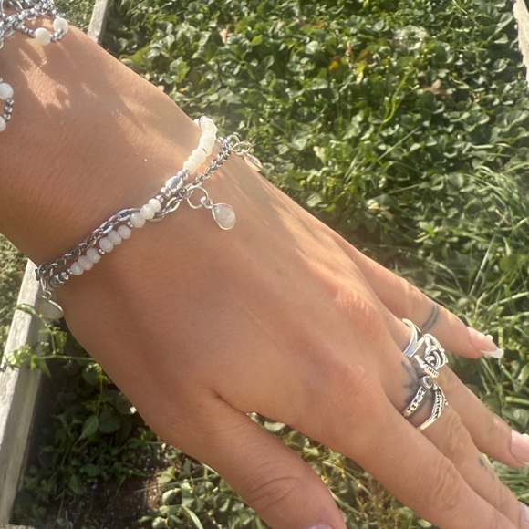 Ethereal #13 Moonstone Double Layer Draped Toggle Bracelet Handmade - Picture 3 of 5